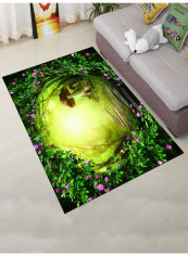 Mushroom House Themed Floor Mat Multicolour 140x200cm