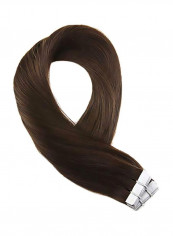 40-Piece Remy Tape In Long Wavy Hair Extension Chocolate Brown 14inch