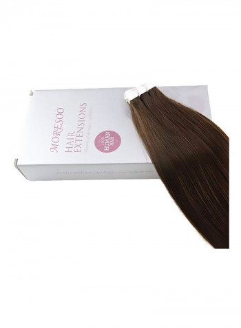 40-Piece Remy Tape In Long Wavy Hair Extension Chocolate Brown 14inch