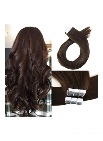 40-Piece Remy Tape In Long Wavy Hair Extension Chocolate Brown 14inch