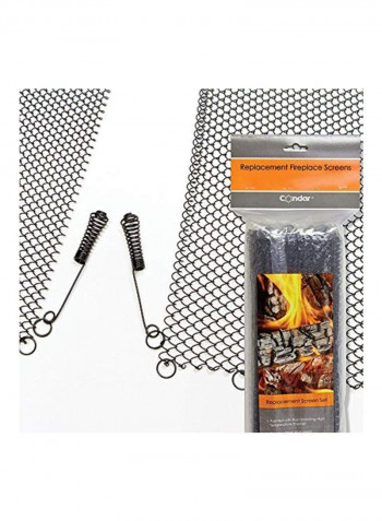 Fireplace Mesh Screen Curtain With Panels Kit Black 34inch