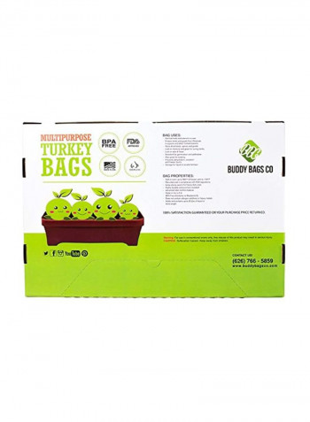 Pack Of 100 Nylon Turkey Oven Bag White/Green 19x24.5inch