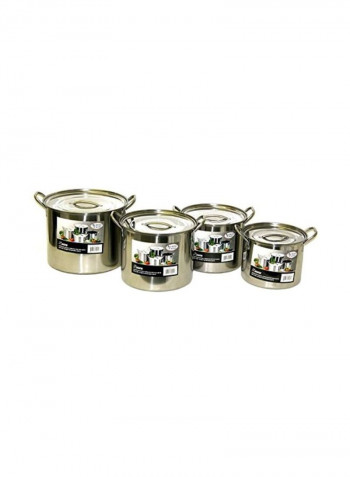 4-Piece Stock Pot Set Silver