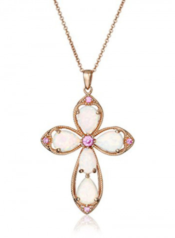 14K Opal Sapphire Cross Necklace