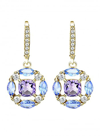 925 Sterling Silver Amethyst Dangle Earrings