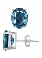 925 Sterling Silver Genuine London Topaz Stud Earrings