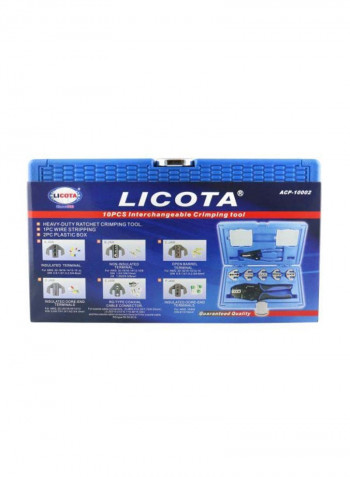 10-Piece Interchangeable Crimping Tool Kit Black/Blue/Grey
