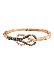 Brass Cubic Zirconia Studded Bangle ذهبي/أسود/أبيض
