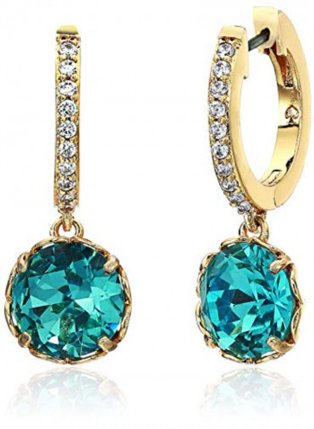 Pave Huggie Aquamarine Earrings