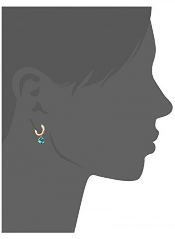 Pave Huggie Aquamarine Earrings