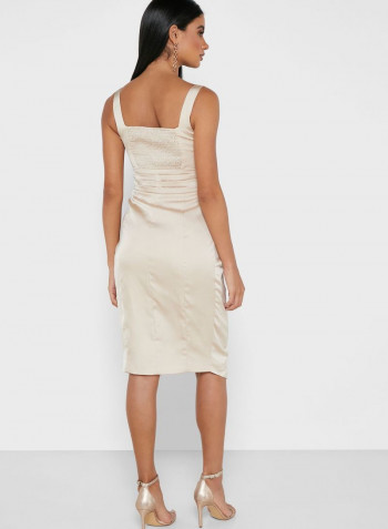 Fashionable Midi Dress Beige