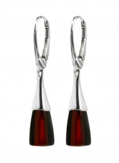 925 Sterling Silver Amber Burgundy Cherry Earrings