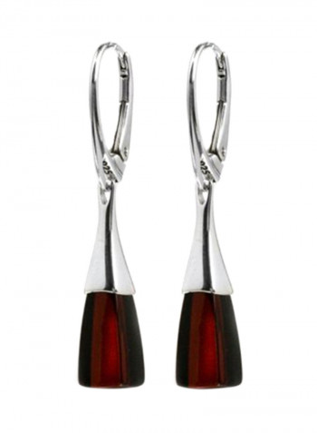 925 Sterling Silver Amber Burgundy Cherry Earrings