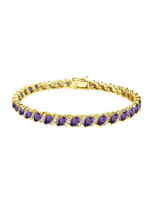 925 Sterling Silver Amethyst And White Topaz Studded Tennis Bracelet