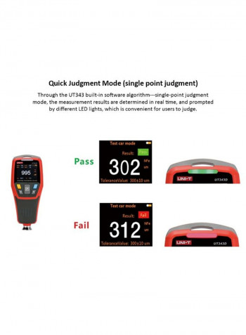 UT343D Digital Paint Coating Thickness Test Meter With USB Data Function Red