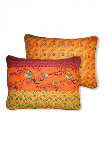 3-Piece Printed Reversible Quilt Set Orange/Purple/White Queen