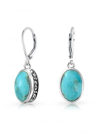 925 Sterling Silver Oval Dangle Earrings