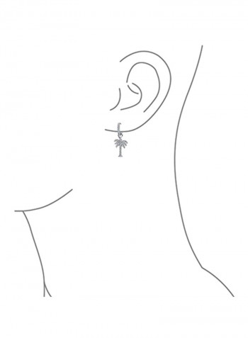 925 Sterling Silver Cubic Zirconia Studded Hoop Dangle Earrings