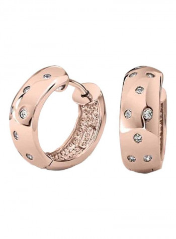 925 Sterling Silver Cubic Zirconia Studded Hoop Earrings