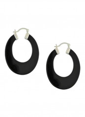 925 Sterling Silver Onyx Hoop Earrings