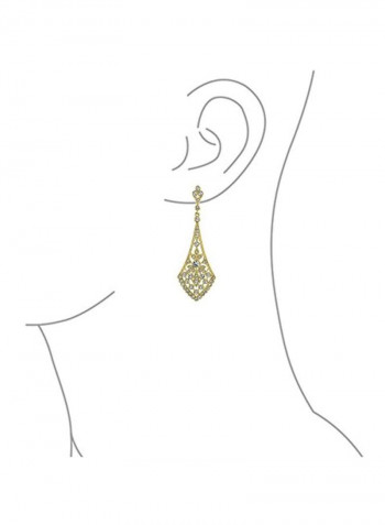 Gold Plated Brass Cubic Zirconia Studdded Dangle Earrings