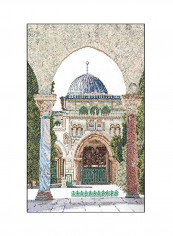 Al-Aqsa Mosque Counted Cross Stitch Kit Grey/Red/Green