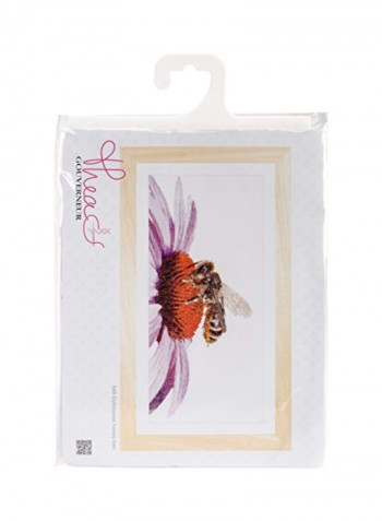 Bee On Echinacea Cross Stitch Kit Brown/Purple/White