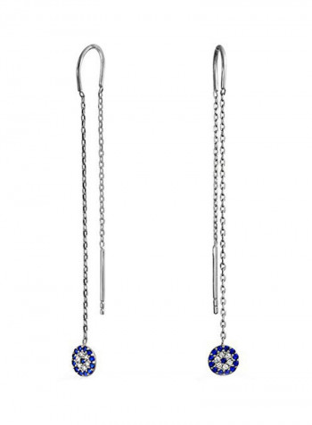 925 Sterling Silver 0.38 Carat Cubic Zirconia Studded Threader Earrings