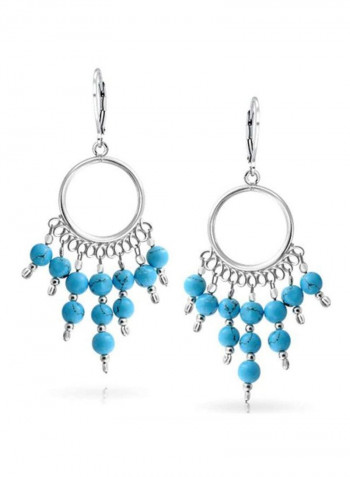 925 Sterling Silver Fringe Dangling Beads Earrings