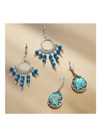 925 Sterling Silver Fringe Dangling Beads Earrings