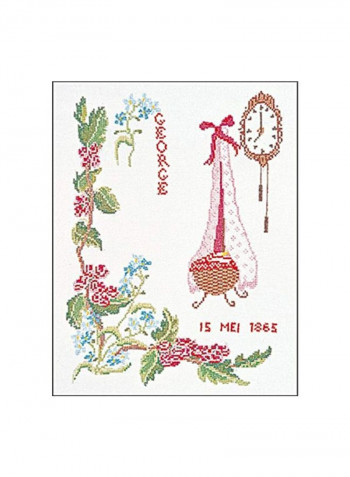 Counted Cross Stitch Kit Green/Pink/Brown