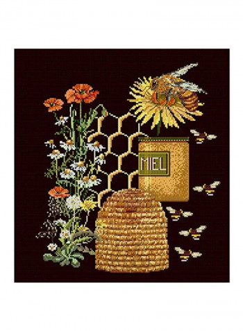 Honey Sampler On Aida Counted Cross Stitch Kit Black/Beige/Red