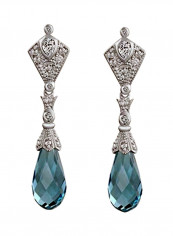 925 Sterling Silver Briolette And Cubic Zirconia Studded Dangle Earrings