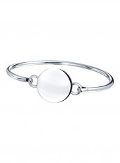 925 Sterling Silver Geometric Engravable Monogram Round Disc Bracelet