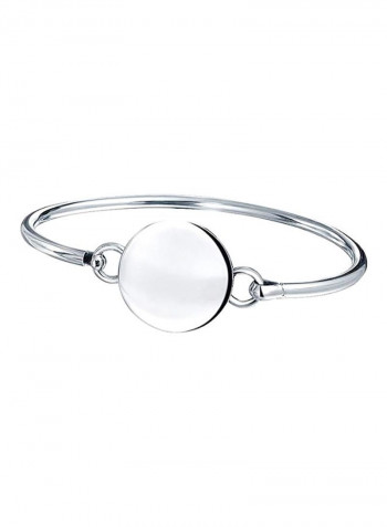 925 Sterling Silver Geometric Engravable Monogram Round Disc Bracelet