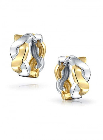 925 Sterling Silver Infinity Twist Rope Huggie Hoop Earrings