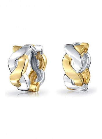 925 Sterling Silver Infinity Twist Rope Huggie Hoop Earrings