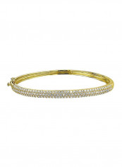Brass 14 Karat Gold Plated Cubic Zirconia Studded Bangle