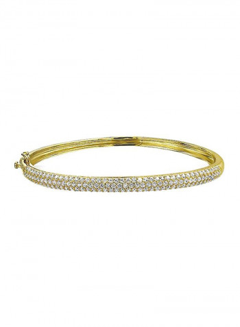 Brass 14 Karat Gold Plated Cubic Zirconia Studded Bangle