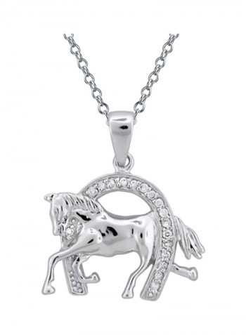 925 Silver Horseshoe Cubic Zirconia Studded Pendant Necklace