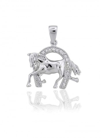 925 Silver Horseshoe Cubic Zirconia Studded Pendant Necklace