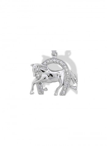 925 Silver Horseshoe Cubic Zirconia Studded Pendant Necklace