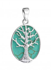 925 Sterling Silver Turquoise Studded Tree Of Life Pendant Necklace