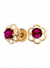 14 Karat Gold Cubic Zirconia Studded Flower Earrings