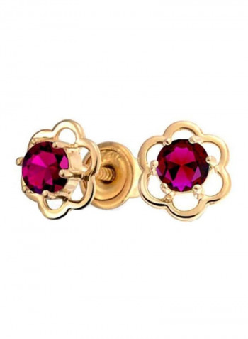 14 Karat Gold Cubic Zirconia Studded Flower Earrings