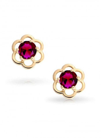 14 Karat Gold Cubic Zirconia Studded Flower Earrings