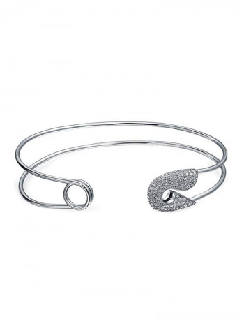 925 Sterling Silver Cubic Zirconia Studded Cuff Bracelet