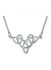 925 Sterling Silver Love Heart Knot Pendant Necklace