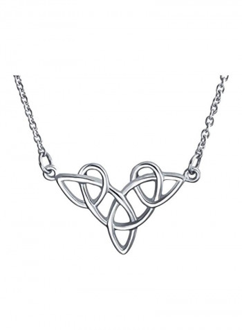 925 Sterling Silver Love Heart Knot Pendant Necklace