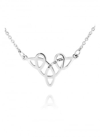 925 Sterling Silver Love Heart Knot Pendant Necklace